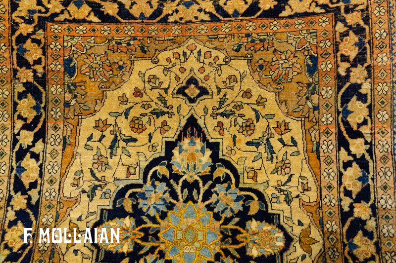 Antique Persian Kashan Mohtasham Rug n°:17285636